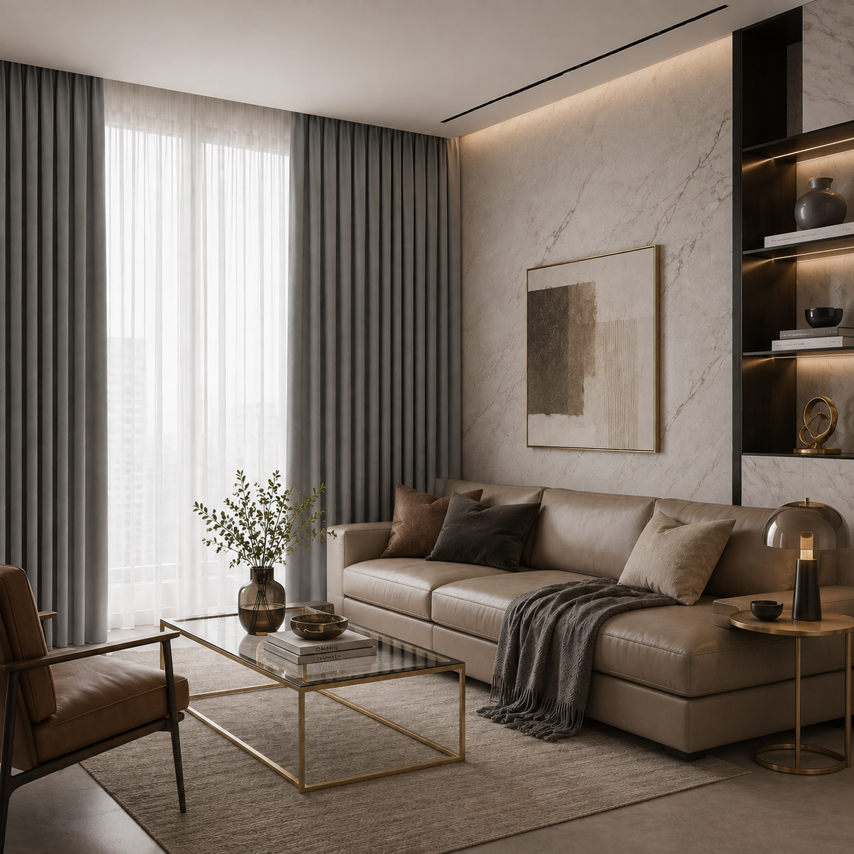 Stone Gray Linen Blackout Pinch Pleat Curtains