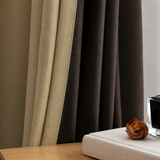 Wheat Beige Linen Blackout Grommet Top Curtains