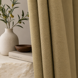 84 Inch Long Wheat Beige Linen Blackout Curtains
