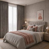 90 Inch Long Soft Grey Double-Sided Cotton Blend Blackout Curtains