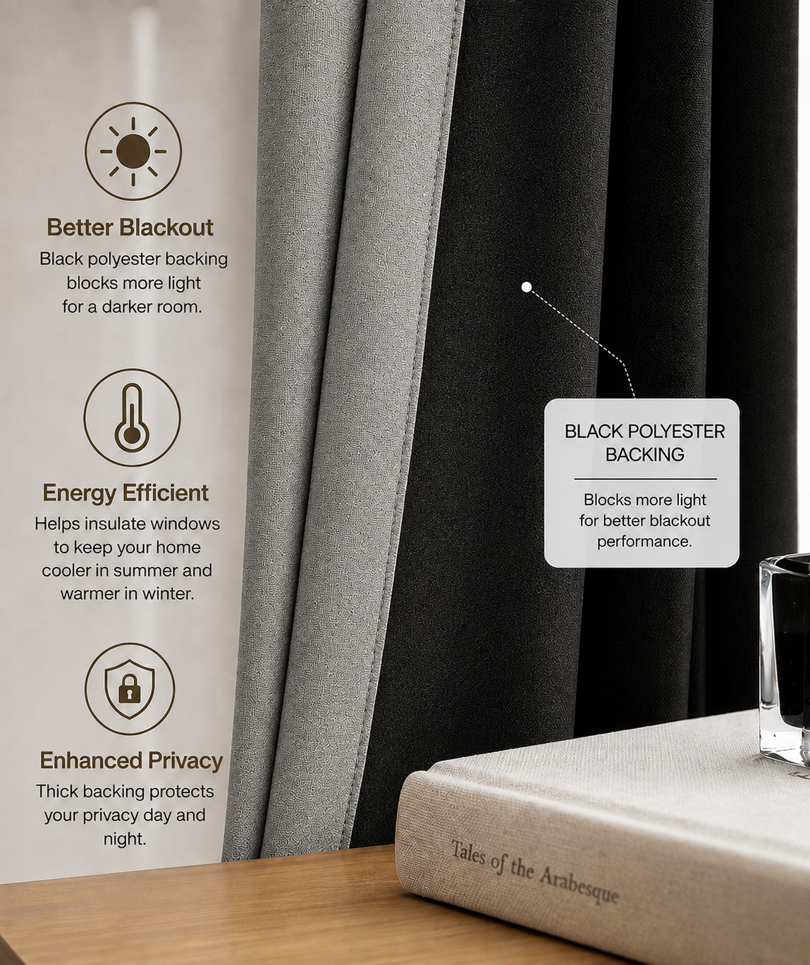108 Inch Long Stone Gray Linen Blackout Curtains