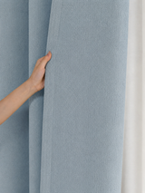 84 Inch Long Misty Blue Double-Sided Cotton Blend Blackout Curtains