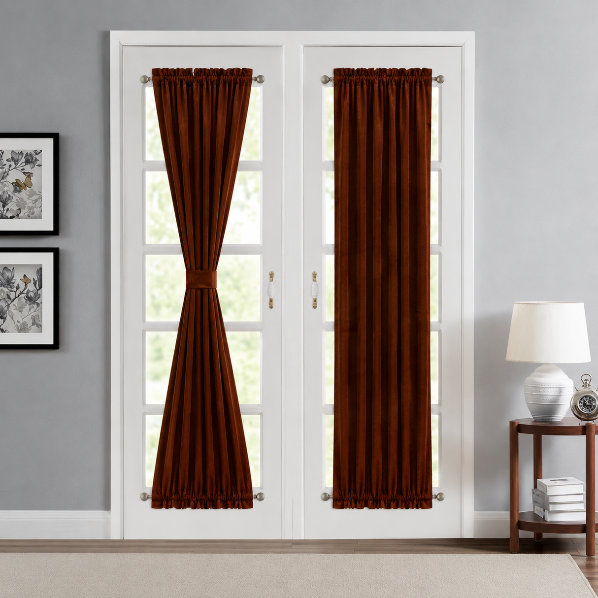 Dark Mahogany Velvet Door Curtain