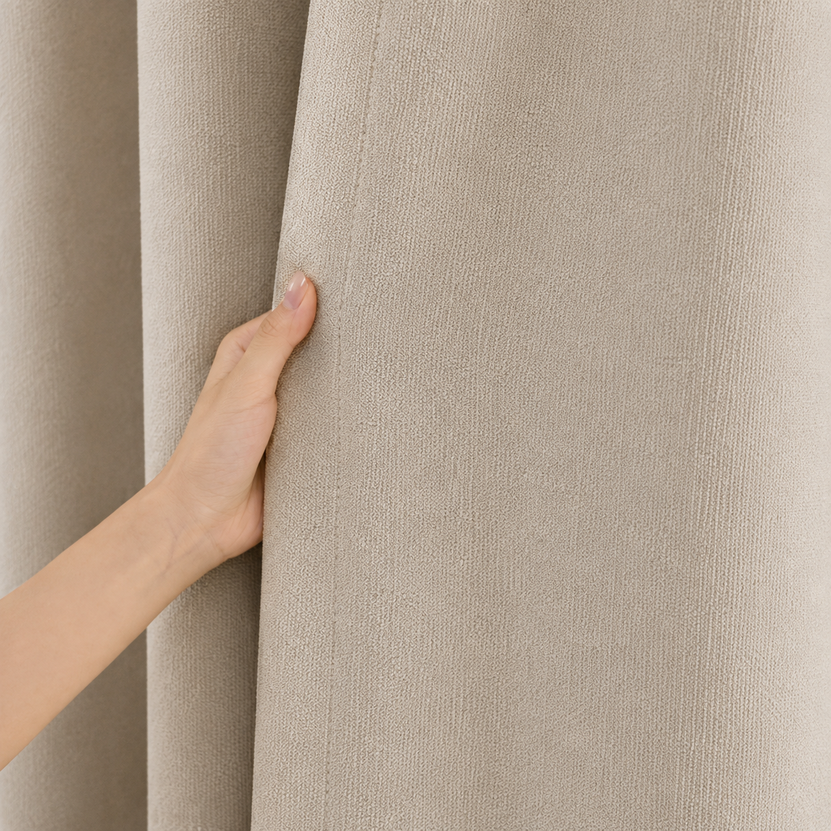 120 Inch Long Cream Double-Sided Cotton Blend Blackout Curtains