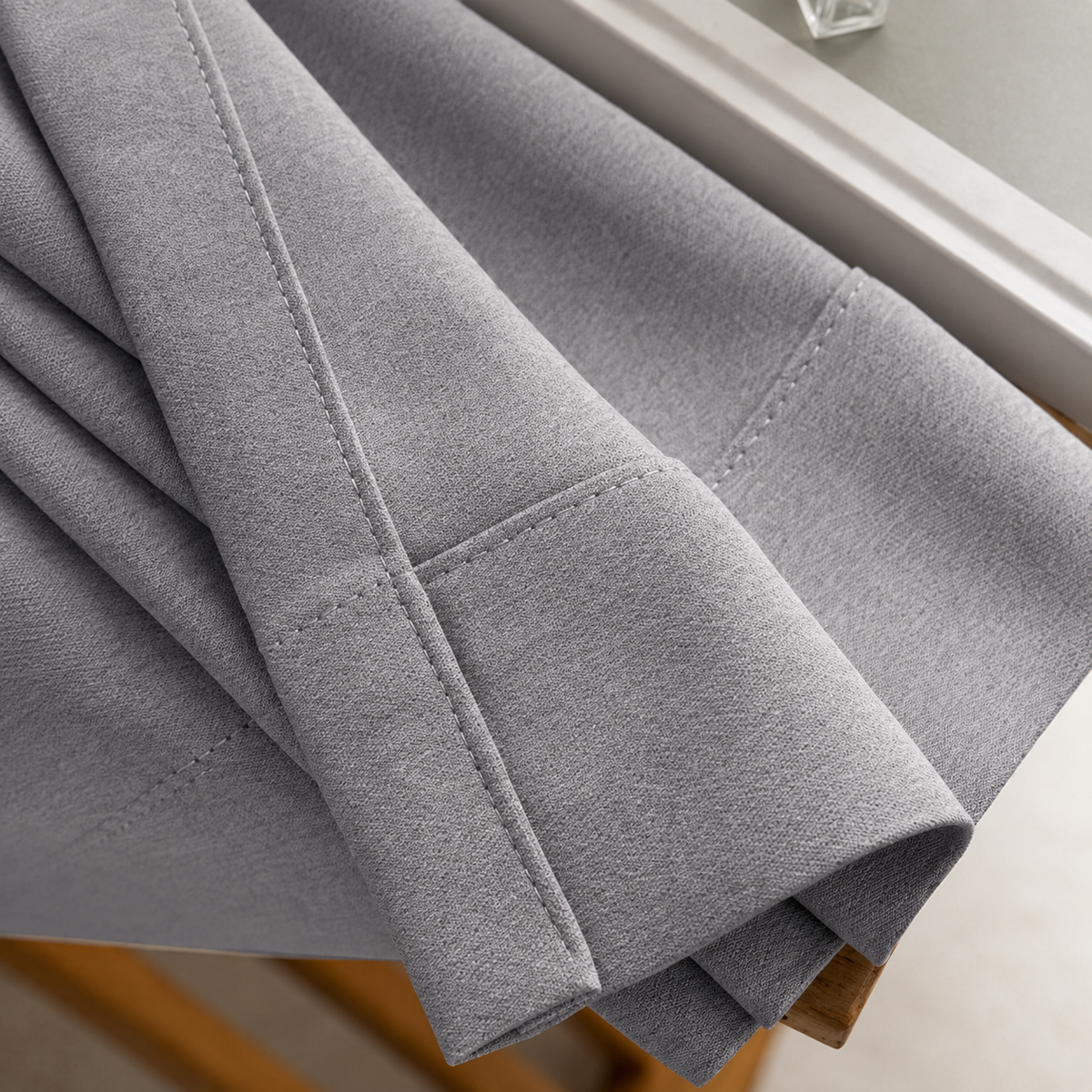 84 Inch Long Mint Gray Linen Curtains
