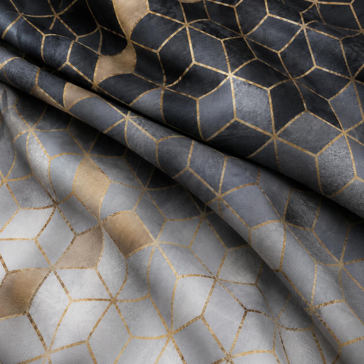 Black Gold Geometric Shower Curtain