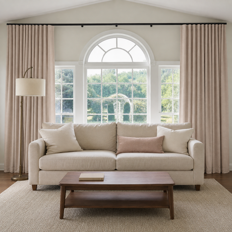Blush Pink Double-Sided Cotton Blend Blackout Pinch Pleat Curtains
