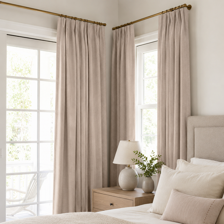 Blush Pink Double-Sided Cotton Blend Blackout Pencil Pleat Curtains