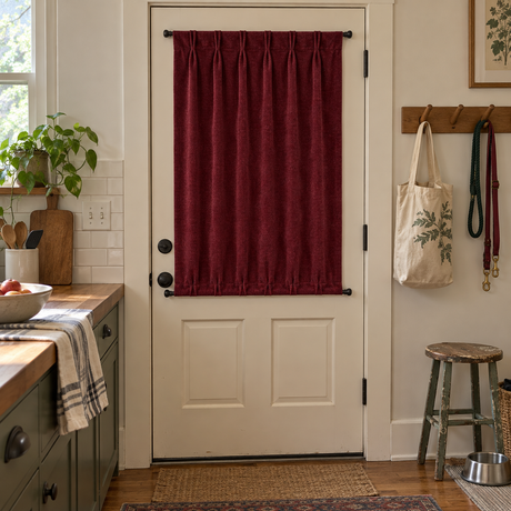 Bordeaux Red Velvet Door Curtain