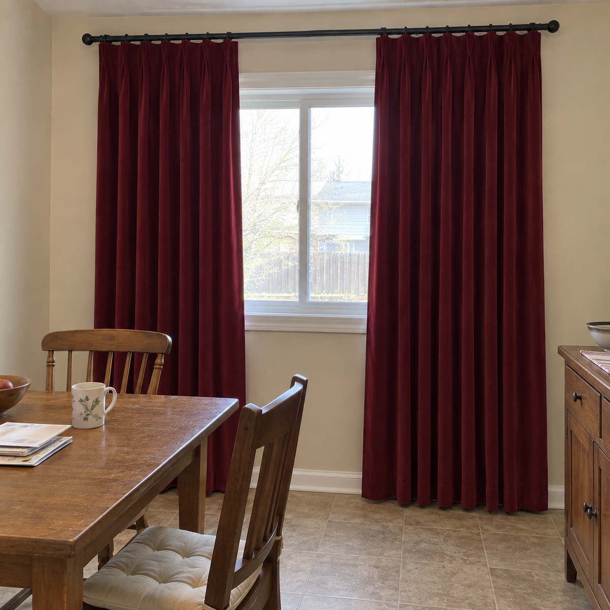 96 Inch Long Bordeaux Red Velvet Curtains