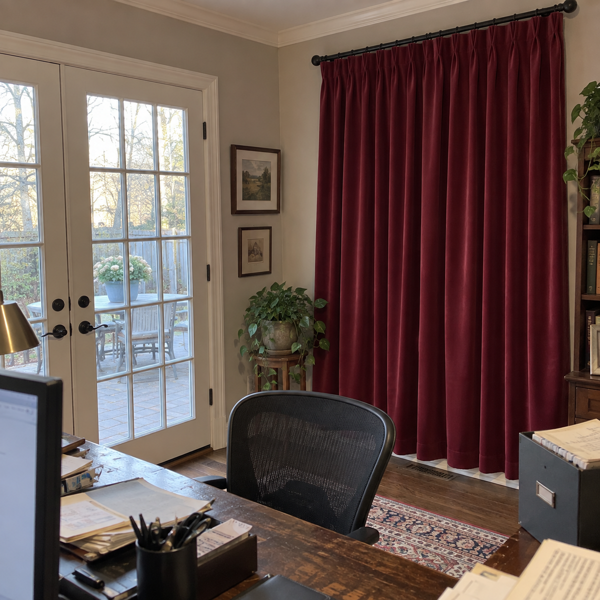 96 Inch Long Bordeaux Red Velvet Curtains