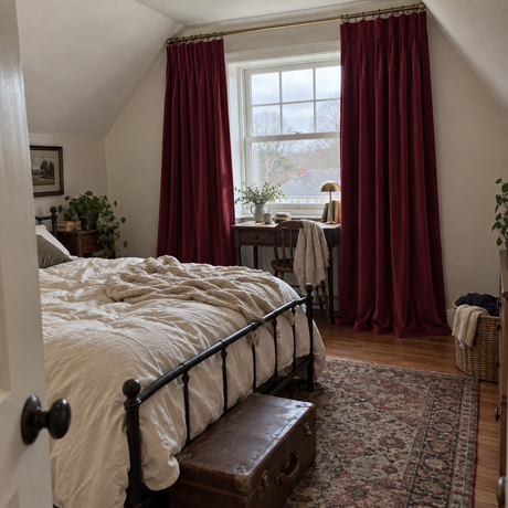 84 Inch Long Bordeaux Red Velvet Curtains