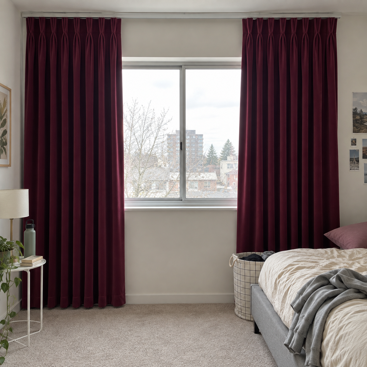 84 Inch Long Burgundy Red Velvet Curtains