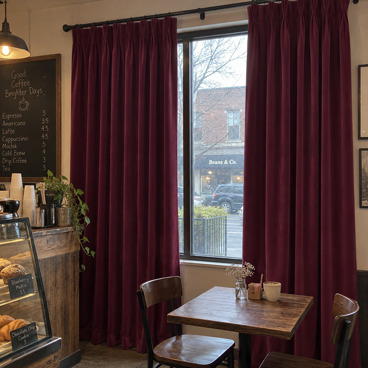 96 Inch Long Burgundy Red Velvet Curtains