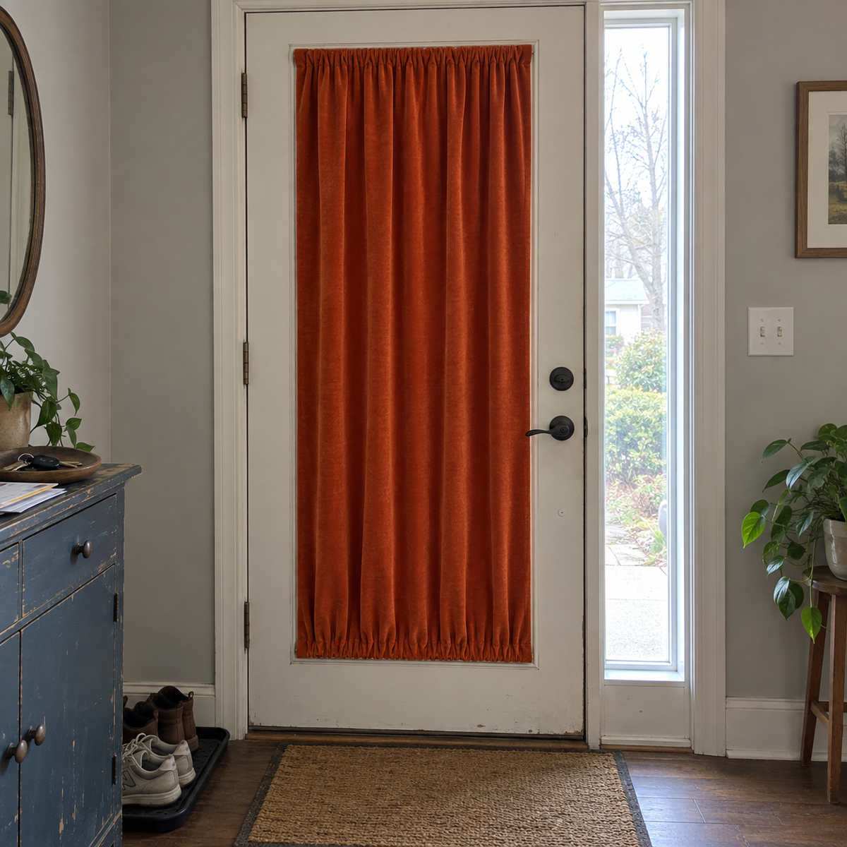 Deep Scarlet Velvet Door Curtain