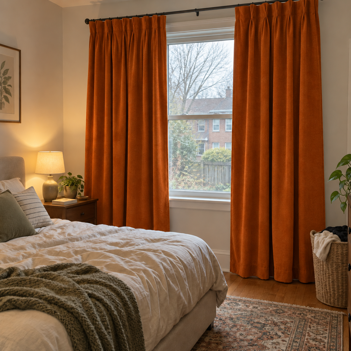 120 Inch Long Burnt Sienna Velvet Curtains
