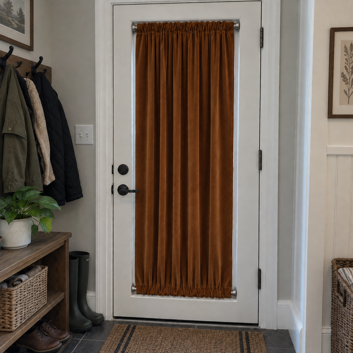 Chestnut Brown Velvet Door Curtain