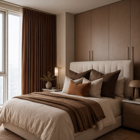 108 Inch Long Mocha Brown Double-Sided Cotton Blend Blackout Curtains