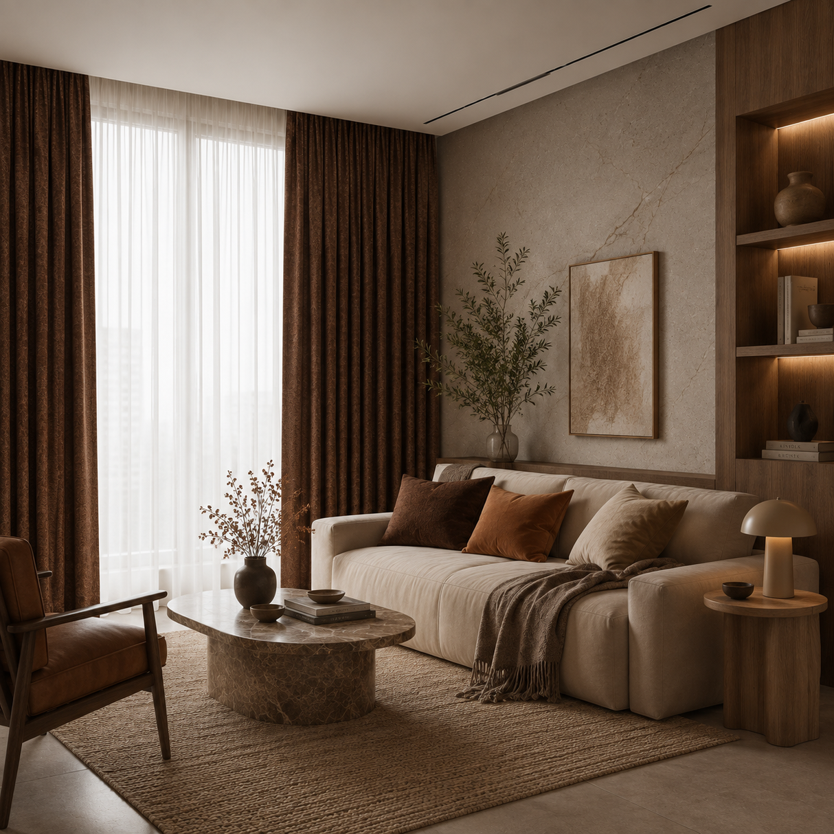 96 Inch Long Mocha Brown Double-Sided Cotton Blend Blackout Curtains