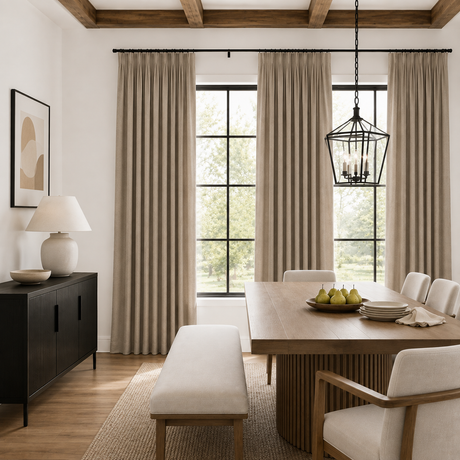 108 Inch Long Warm Greige Linen Curtains