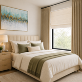 84 Inch Long Wheat Beige Linen Blackout Curtains