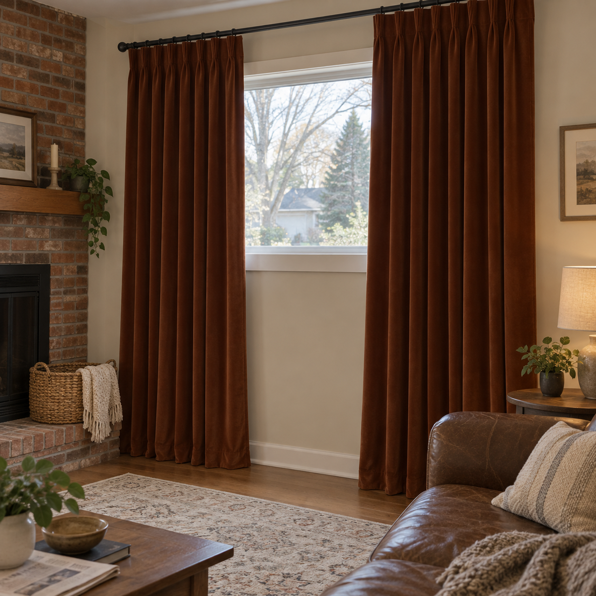 Chestnut Brown Flame Retardant Velvet Curtains