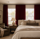 Rose Red Velvet Rod Pocket Curtains