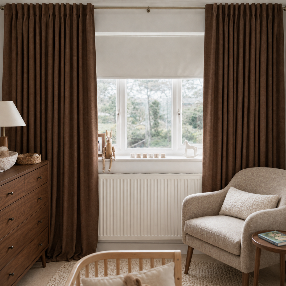 Mocha Brown Double-Sided Cotton Blend Blackout Curtains