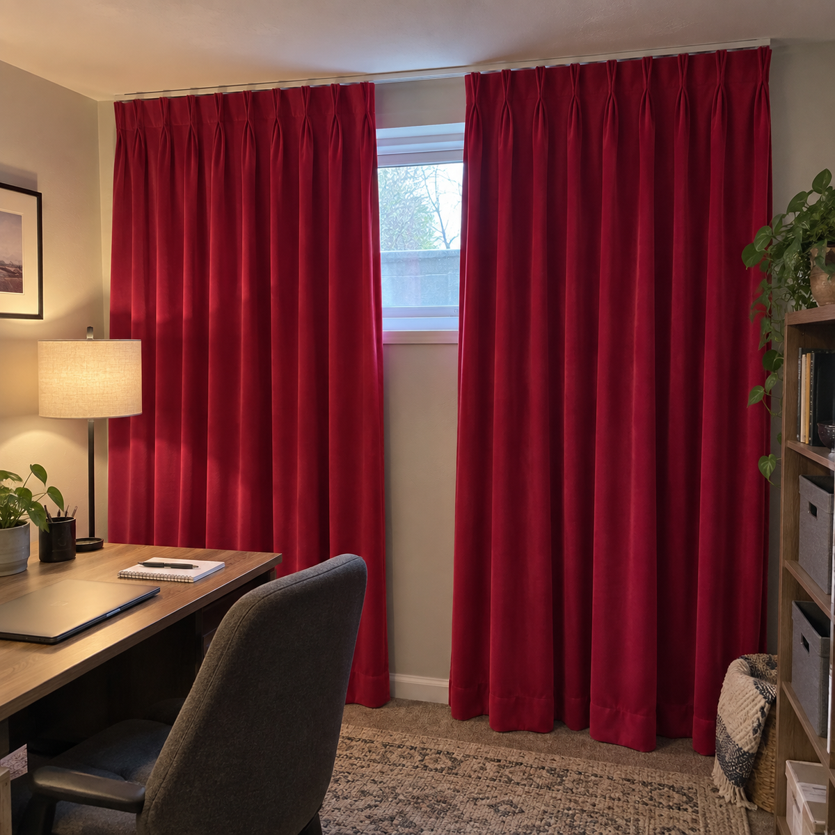 96 Inch Long Crimson Red Velvet Curtains