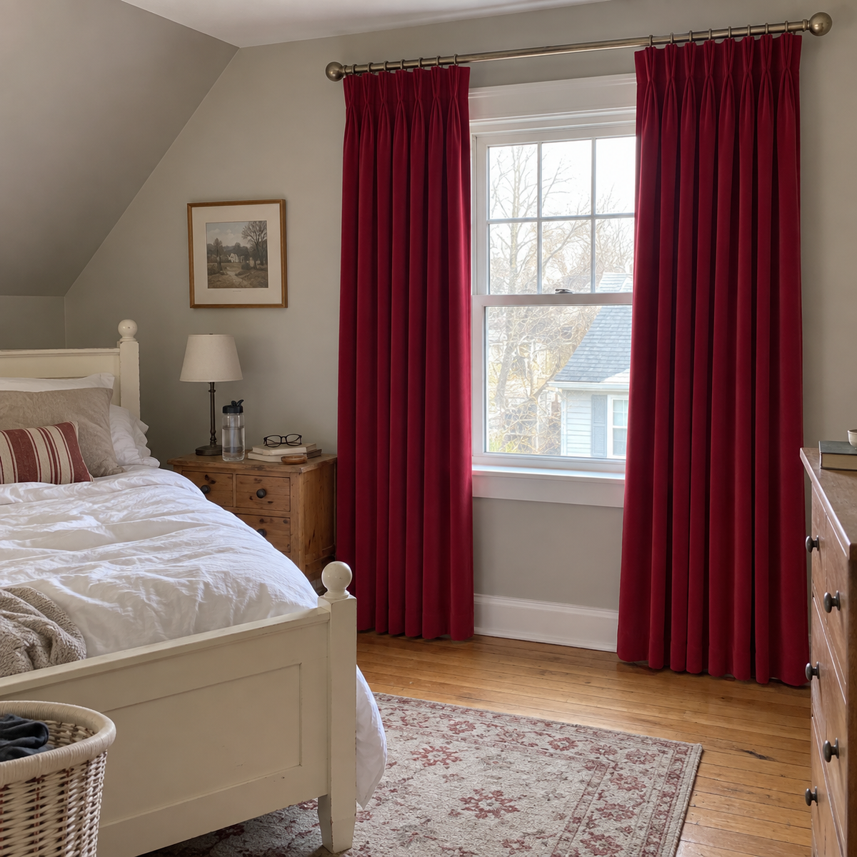 96 Inch Long Crimson Red Velvet Curtains