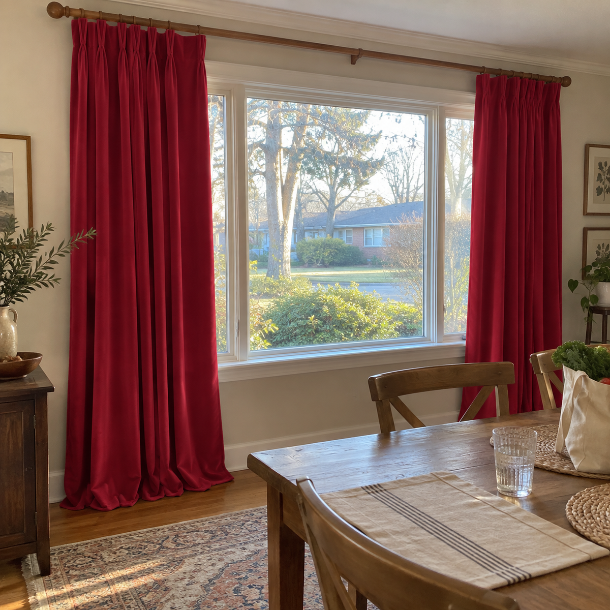 84 Inch Long Crimson Red Velvet Curtains