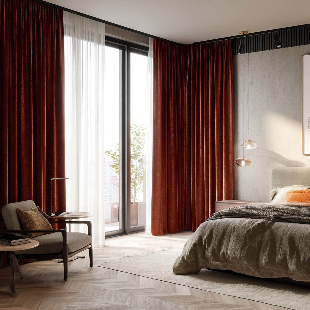 120 Inch Long Dark Mahogany Velvet Curtains