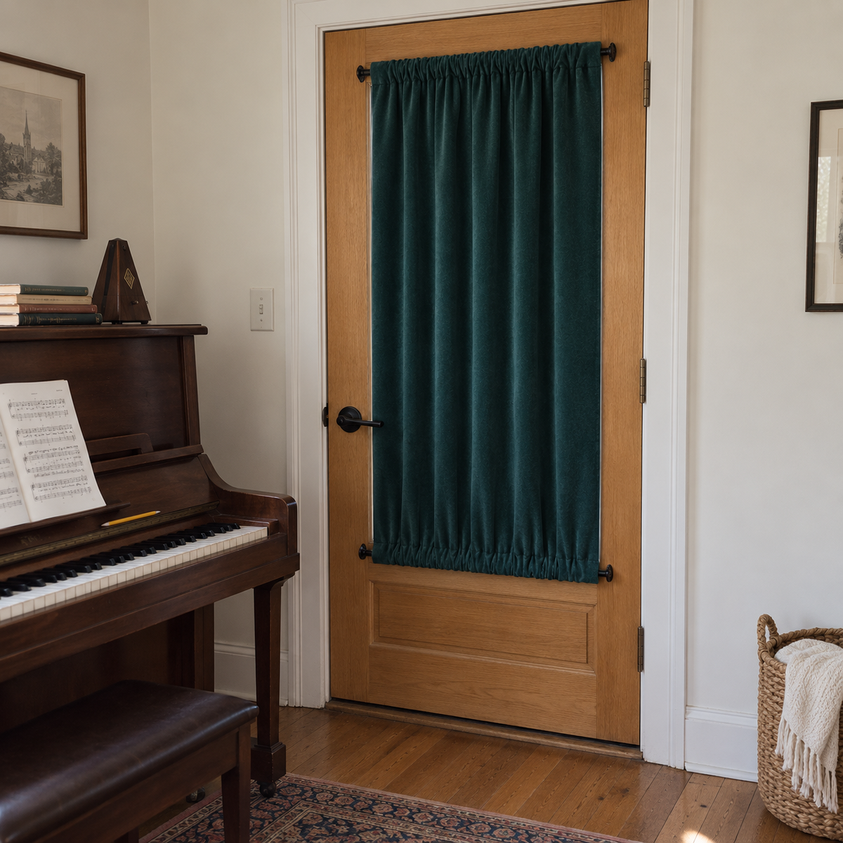 Dark Jade Green Velvet Door Curtain
