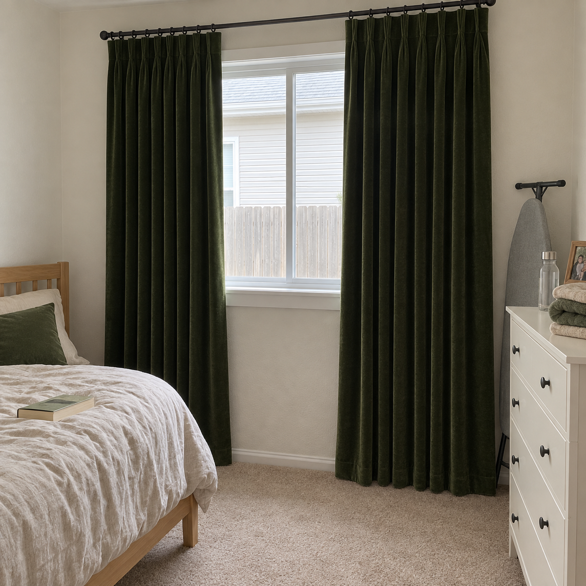 120 Inch Long Olive Green Velvet Curtains