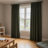 Vintage Green Linen Grommet Top Curtains