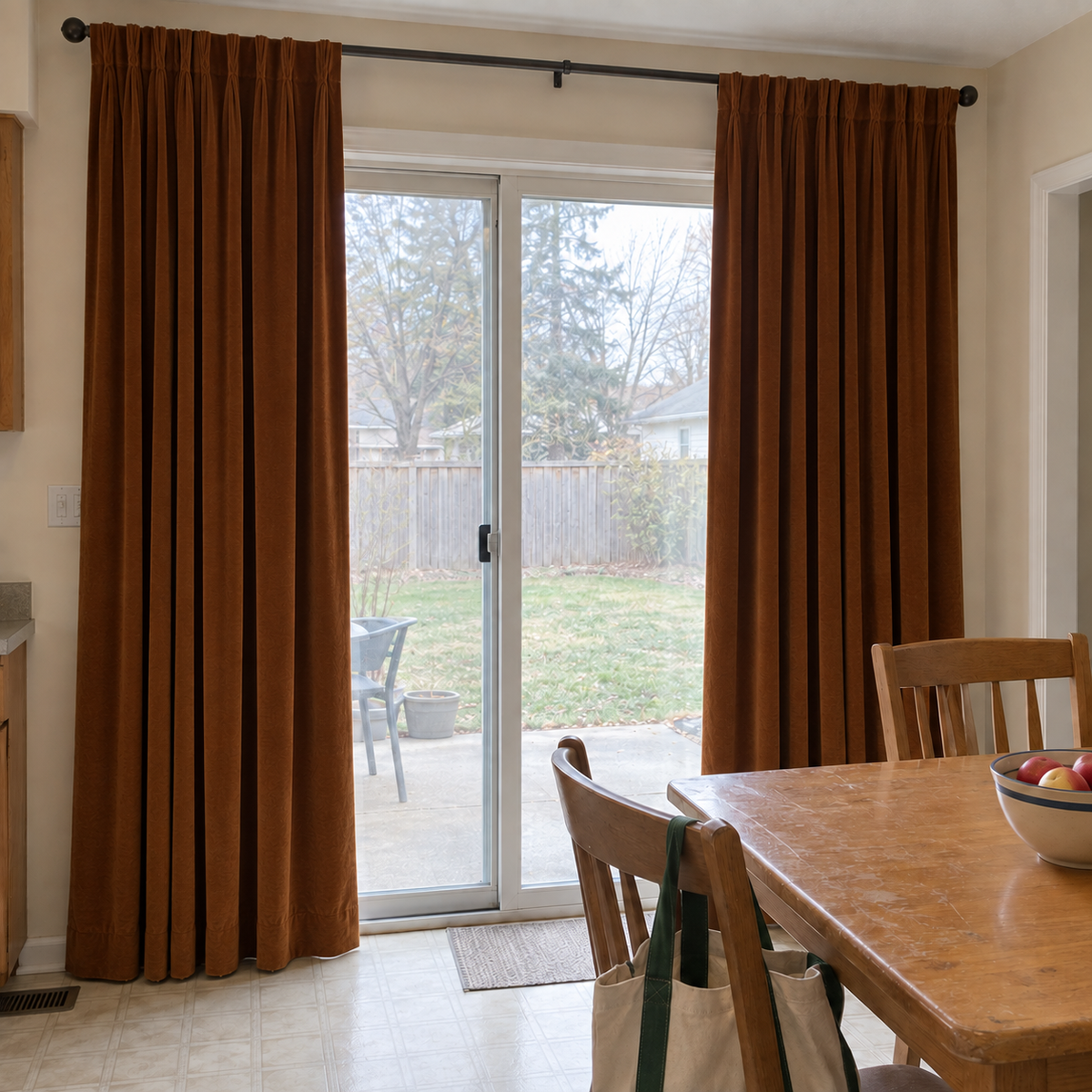 120 Inch Long Chestnut Brown Velvet Curtains