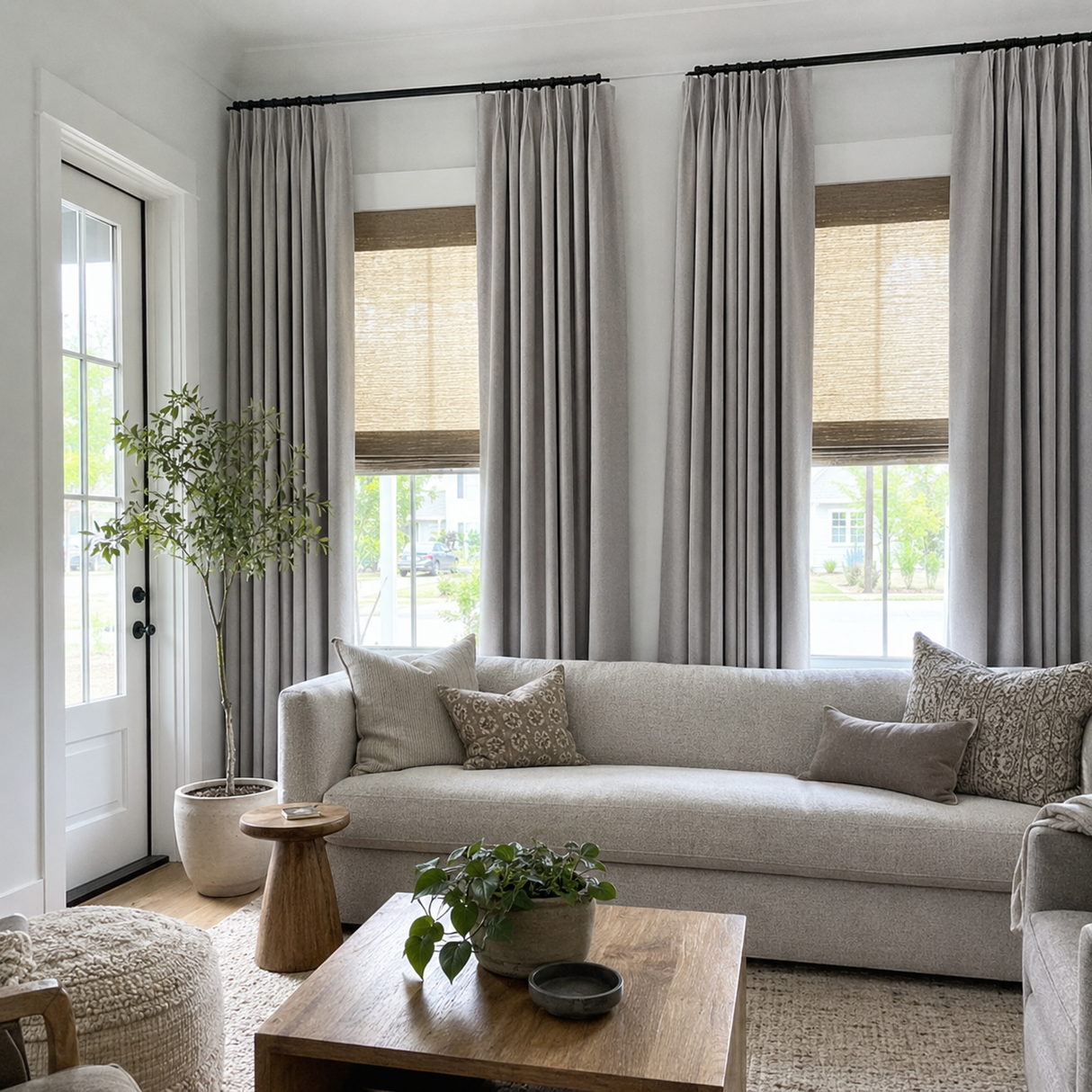 90 Inch Long Mint Gray Linen Curtains