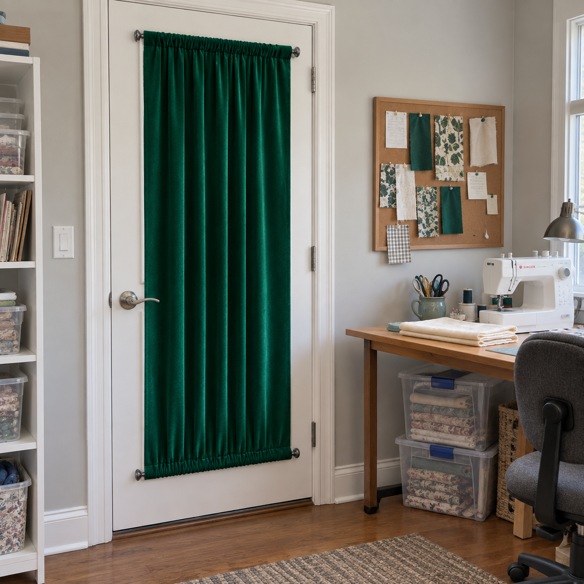Emerald Green Velvet Door Curtain