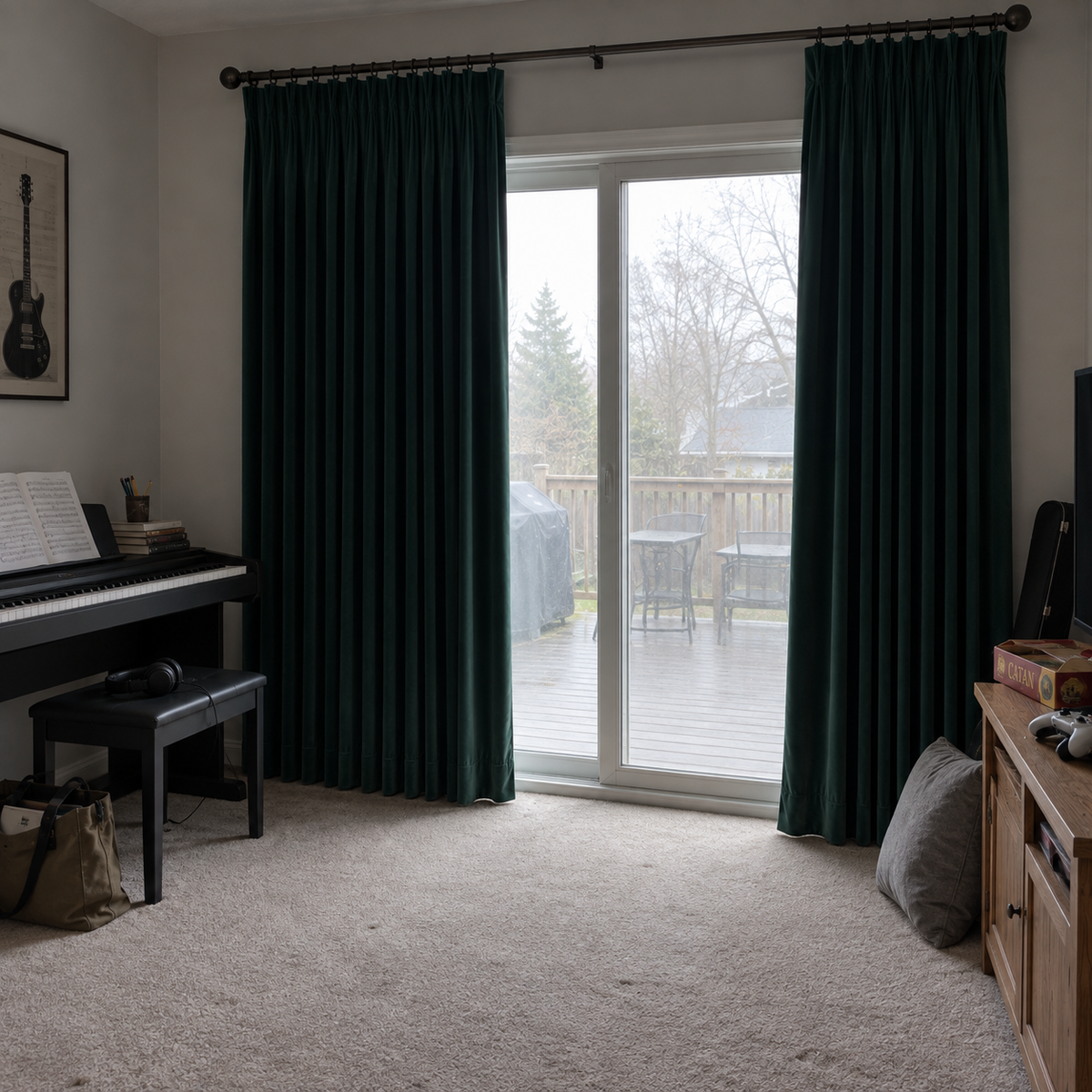 84 Inch Long Emerald Green Velvet Curtains