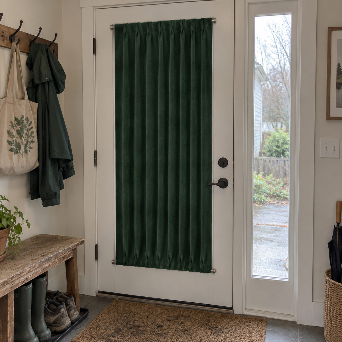 Dark Green Velvet Door Curtain