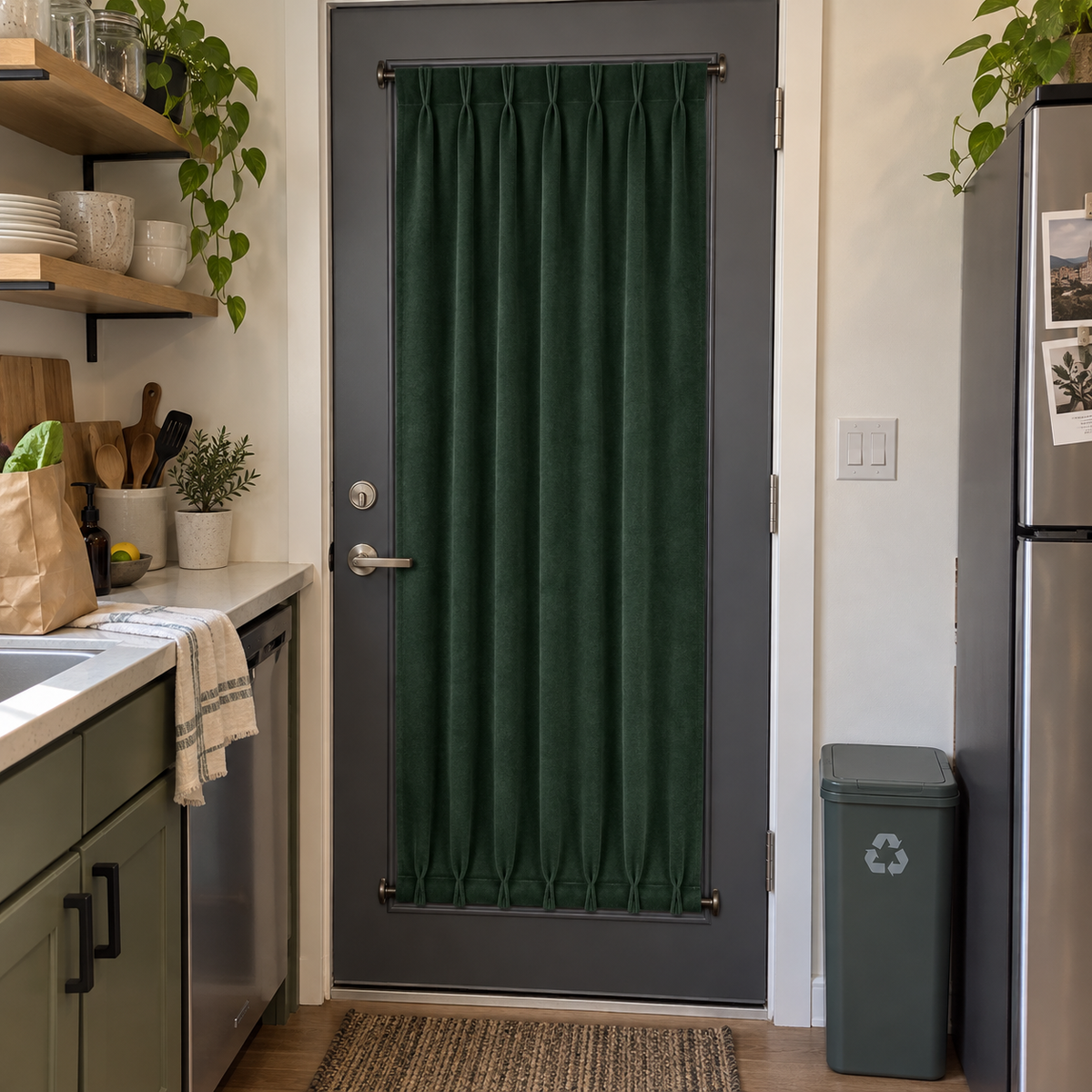 Dark Green Velvet Door Curtain