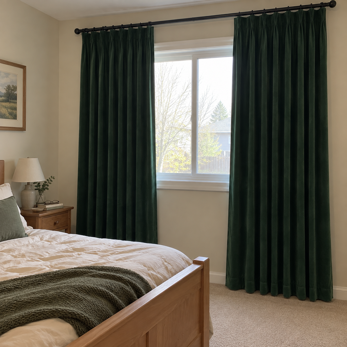 108 Inch Long Gemstone Green Velvet Curtains