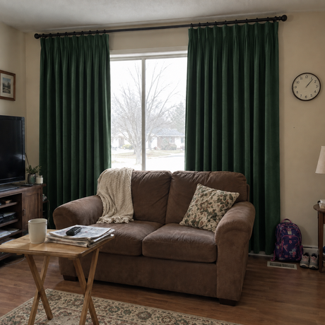 63 Inch Long Dark Green Velvet Curtains
