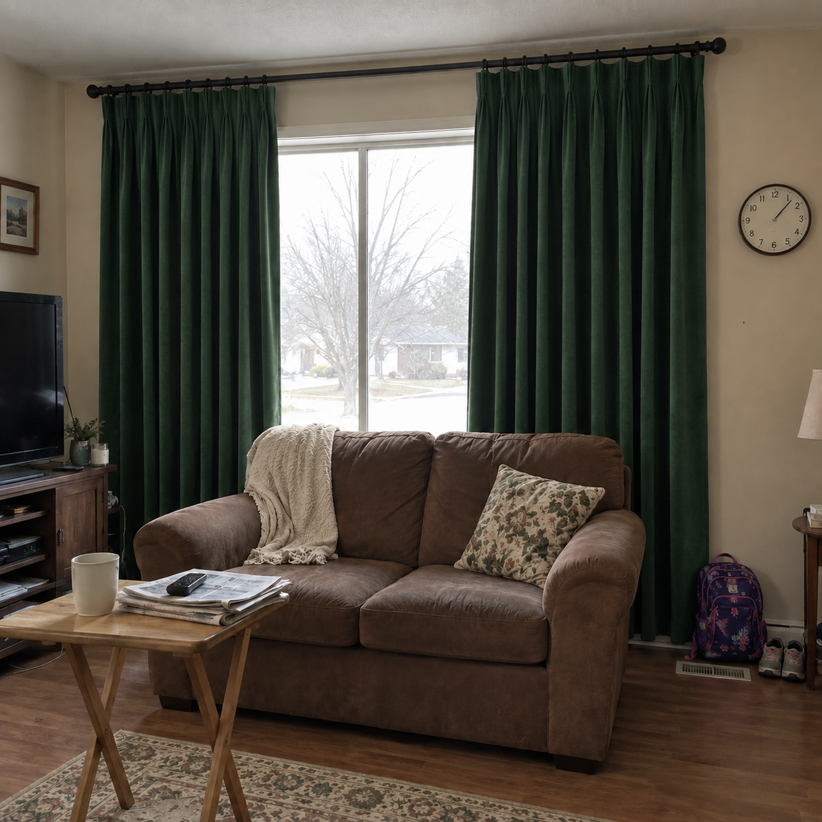 Dark Green Flame Retardant Velvet Curtains