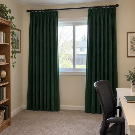 90 Inch Long Gemstone Green Velvet Curtains