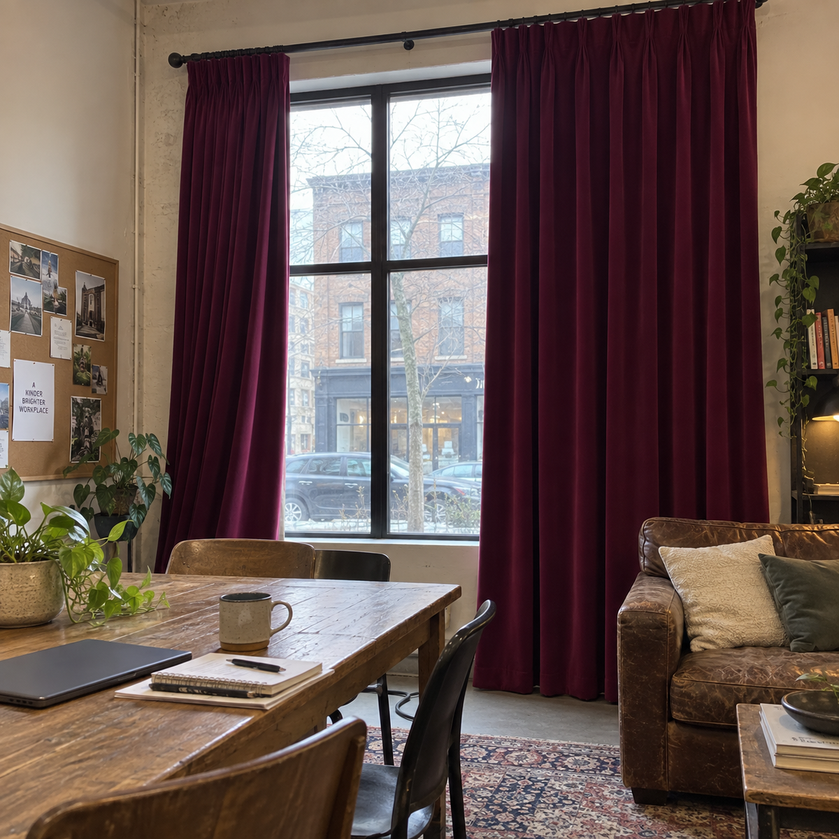 96 Inch Long Dark Garnet Red Velvet Curtains