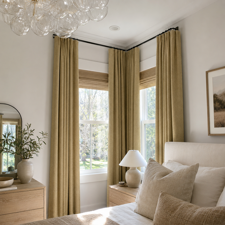Wheat Beige Linen Blackout Curtains