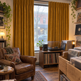 120 Inch Long Golden Ochre Velvet Curtains
