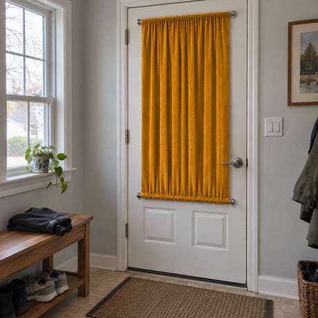 Golden Ochre Velvet Door Curtain