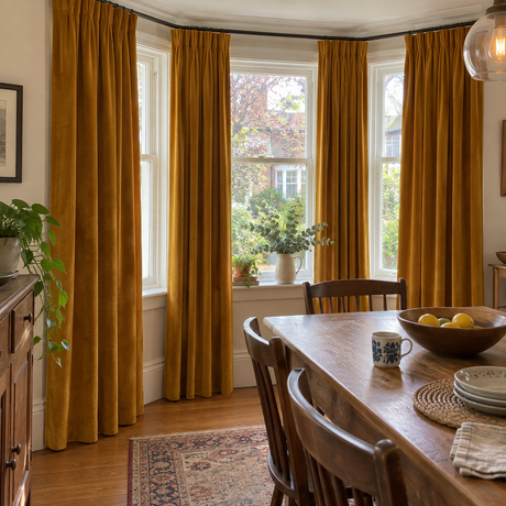 120 Inch Long Golden Ochre Velvet Curtains